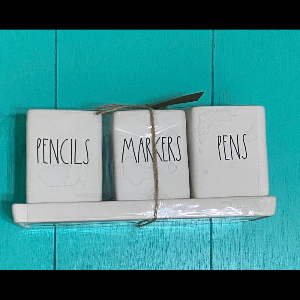Rae Dunn pencils, markers, pens organizer